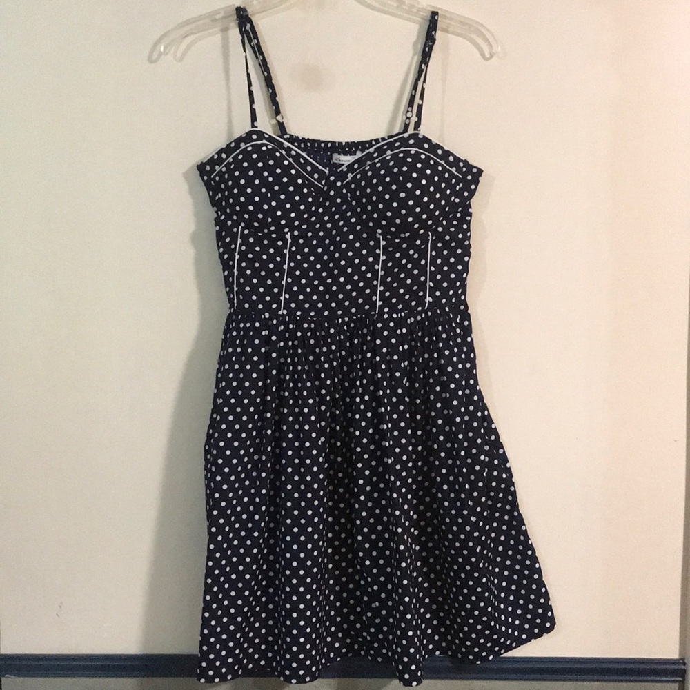 Navy blue polka dot dress